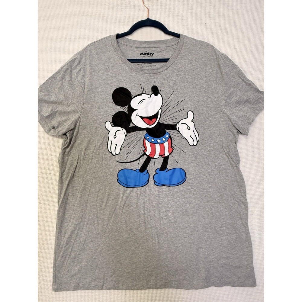Mickey Mouse 4th Of July T-Shirt Men’s XL Gray Cotton Blend Disney Top